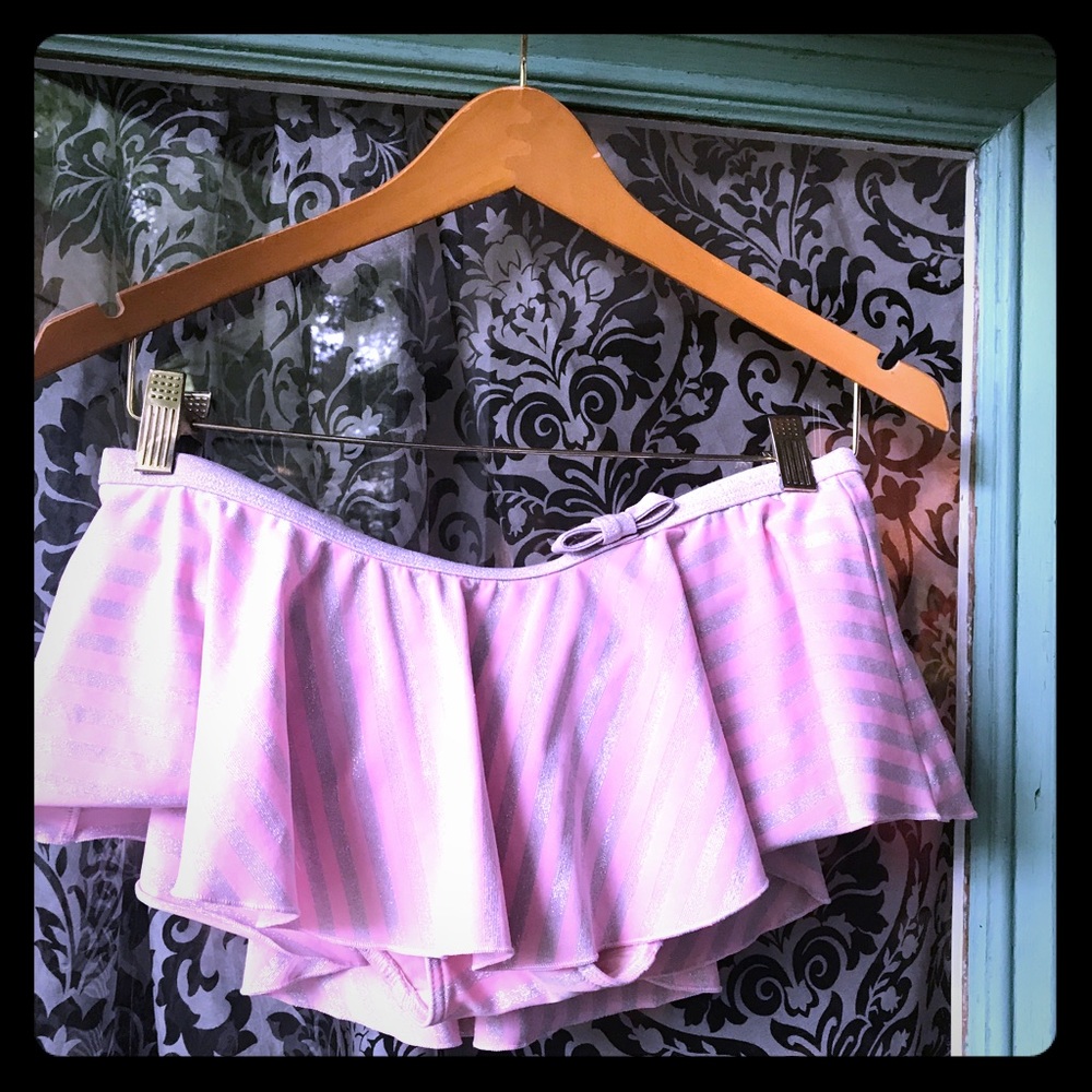 Flirty Juicy Surf Pink & Silver Stripe Swim Skirt